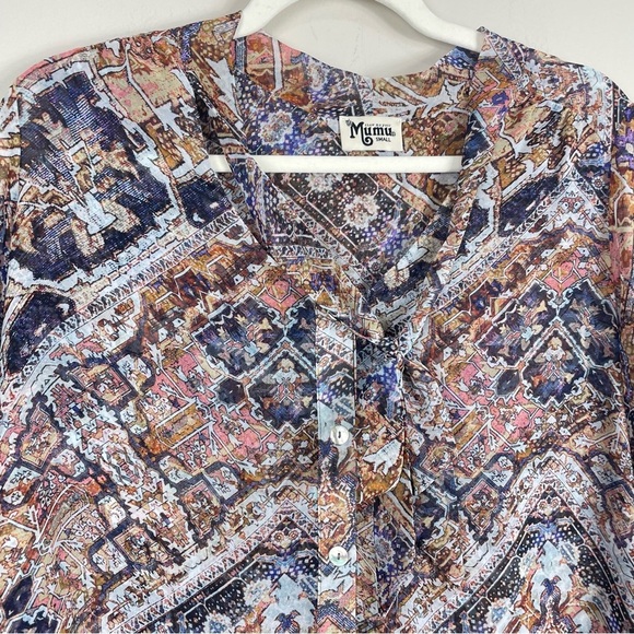 Show Me Your MuMu Blouse Taylor Tie Tunic Womens Small Button Up Long Sleeve - Picture 4 of 7